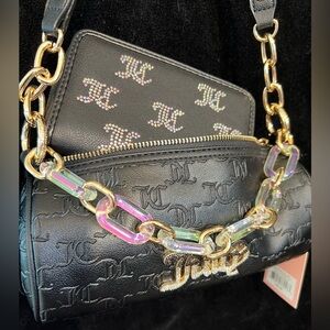 🖤Juicy Couture Bling Bling Black Roll Bag & Take The Lead Rhinestone Wallet🖤NWT